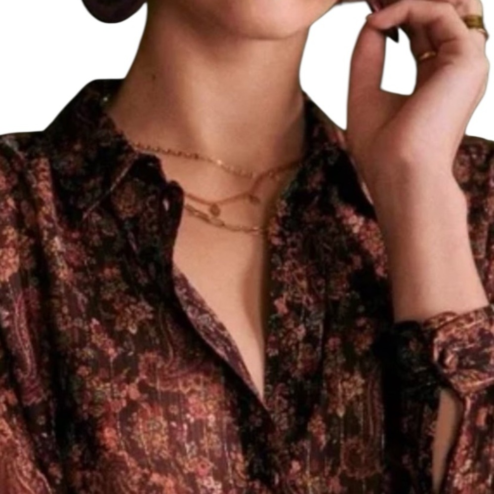Sezane Floral Blouse in Brown and Pink